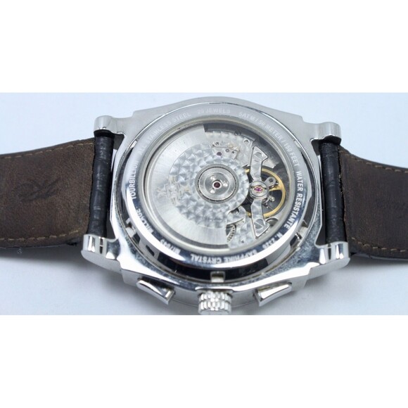 Millage Tourbillion Collection with Black on Silver Genuine Coroco Calf Leather - Picture 9 of 11